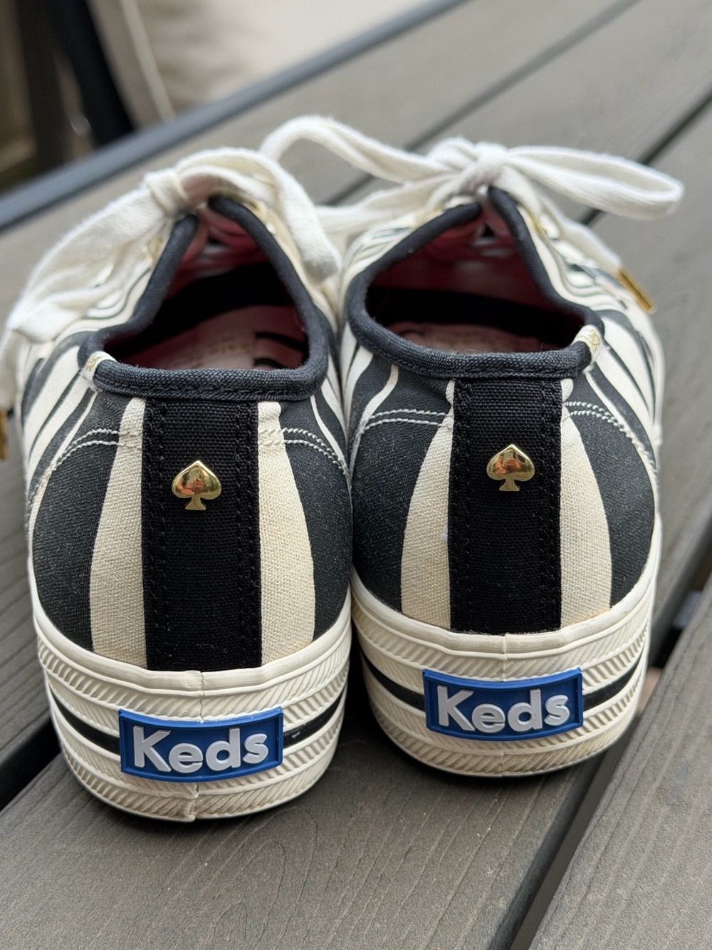 Kate Spade Keds- Striped Lace-Up Sneakers